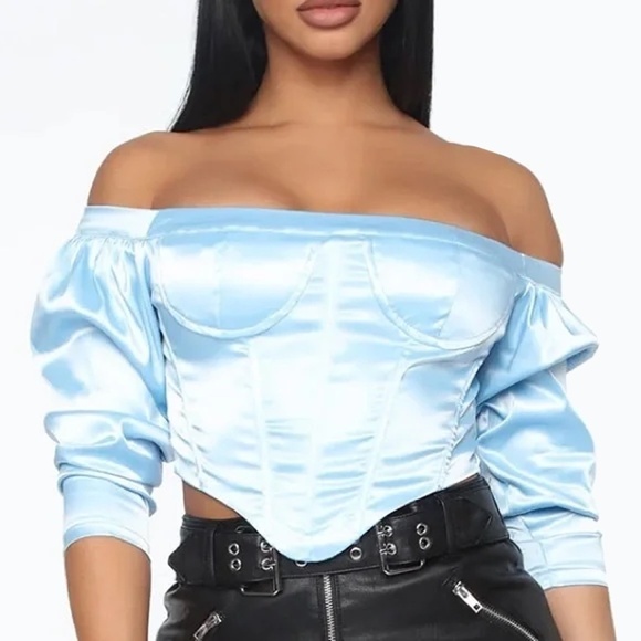 Fashion Nova Always Sweet Corset Bustier Top Sexy Blouse Off Shoulder Boned - Picture 11 of 16